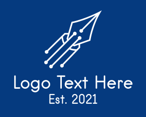School Item - Digital Pen Rocket logo design
