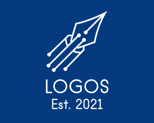 School Material - Digital Pen Rocket logo design