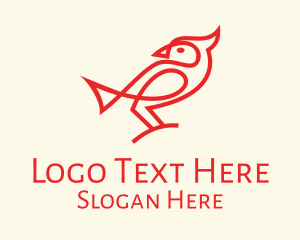 Minimal - Red Cardinal Bird logo design