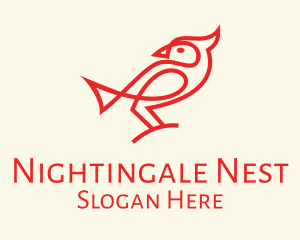 Nightingale - Red Cardinal Bird logo design