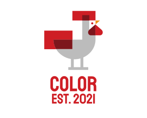 Chicken Nugget - Pixel Rooster Poultry logo design