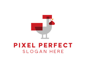 Pixel Rooster Poultry logo design