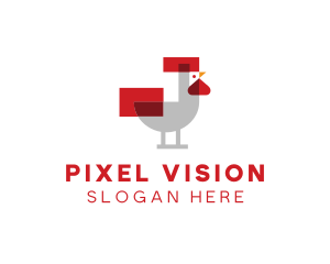 Pixel Rooster Poultry logo design