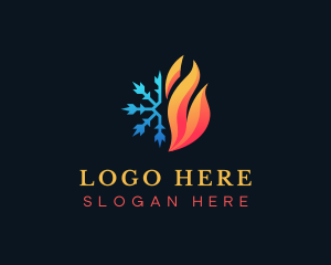 Heating - Snowflake Fire Energy Cooling logo design
