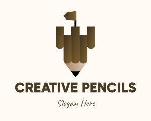 Pencil Castle Fort  logo design