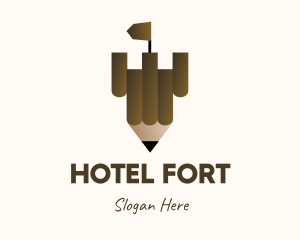 Pencil Castle Fort  logo design