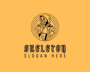 Skeleton Warrior Knight logo design