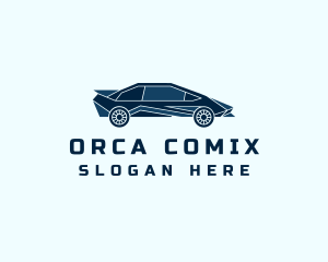 Drag Racing - Blue Sports Car logo design