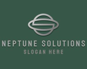 Neptune - Metallic Planet Letter S logo design