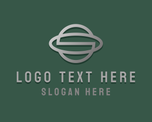 Grey - Metallic Planet Letter S logo design