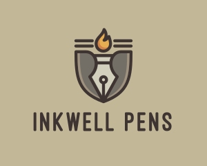 Pen - Torch Fountain Pen logo design