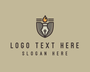 Calligraphy - Torch Fountain Pen logo design