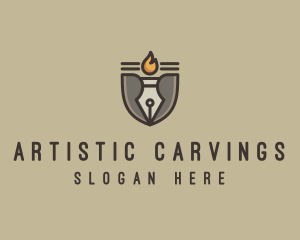 Torch Fountain Pen logo design