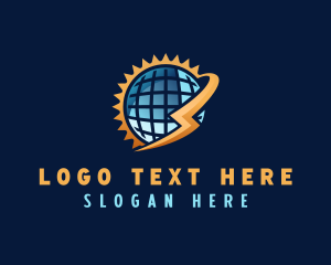 Electricity - Solar Energy Globe logo design