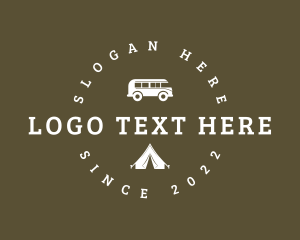 Wood - Camping Tent Van logo design