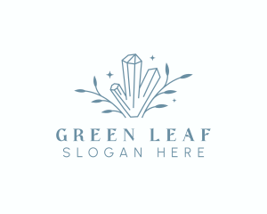 Leaf Sparkle Crystals logo design