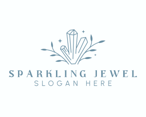 Leaf Sparkle Crystals logo design