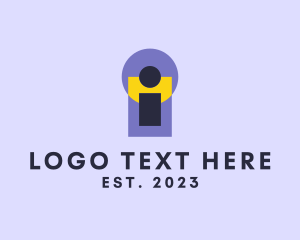 Retro - Security Keyhole Letter I logo design