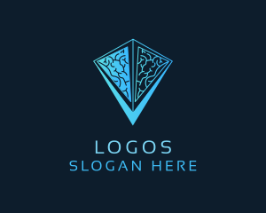 Health - Blue Pyramid Brain logo design