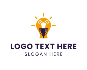Hosting - Light Bulb Microphone Podcast logo design