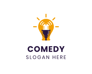 Light Bulb Microphone Podcast logo design