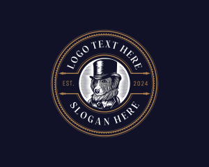 Gentleman - Vintage Hat Dog logo design