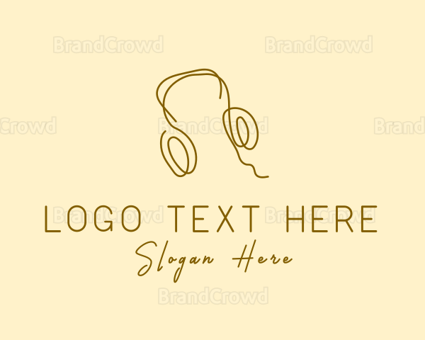 Minimal Headphones Scribble Logo