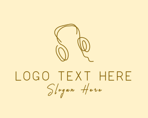 Minimal Headphones Scribble logo design