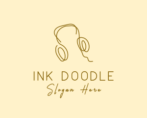 Scribble - Minimal Headphones Scribble logo design