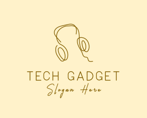 Device - Minimal Headphones Scribble logo design