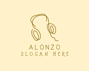 Minimal Headphones Scribble logo design