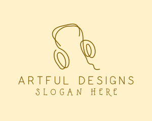 Minimal Headphones Scribble logo design