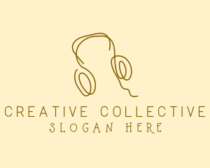 Minimal Headphones Scribble logo design