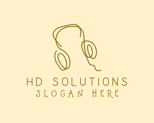 Minimal Headphones Scribble logo design