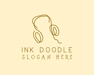 Minimal Headphones Scribble logo design