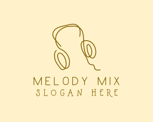 Playlist - Minimal Headphones Scribble logo design