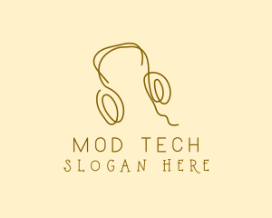 Minimal Headphones Scribble logo design