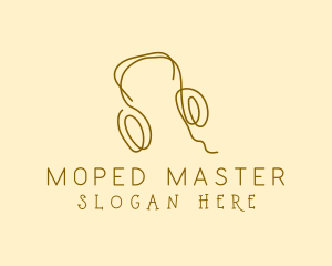 Minimal Headphones Scribble logo design