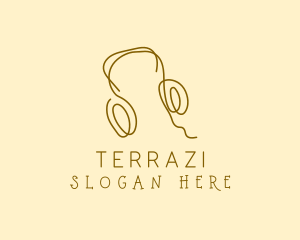 Minimal Headphones Scribble logo design