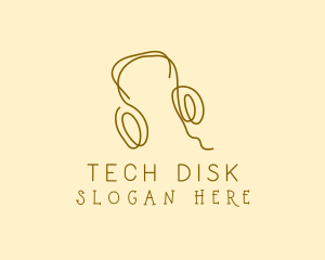 Minimal Headphones Scribble logo design