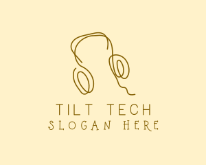 Minimal Headphones Scribble logo design