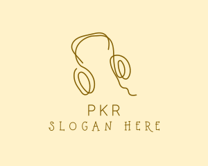 Minimal Headphones Scribble logo design