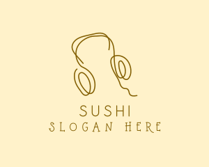 Minimal Headphones Scribble logo design