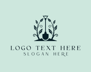 Gardener Shovel Landscaping Logo