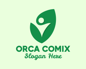 Human - Green Leaf Environmentalist logo design