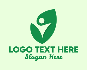 Negative Space - Green Leaf Environmentalist logo design