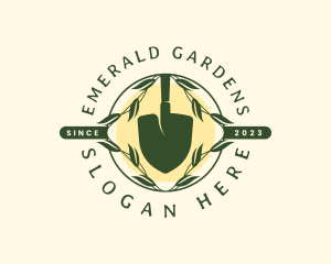 Shovel Leaves Gardening logo design