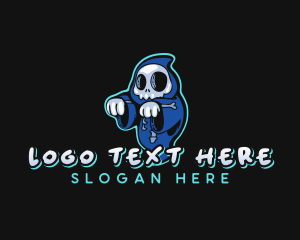 Streamer - Ghost Skull Cartoon logo design