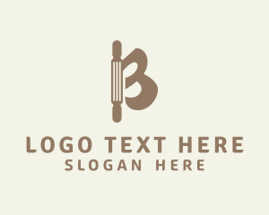 Pastry Shop - Rolling Pin Letter B logo design