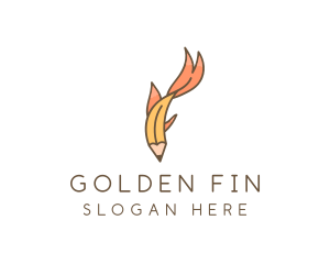 Goldfish - Writing Pencil Fish logo design